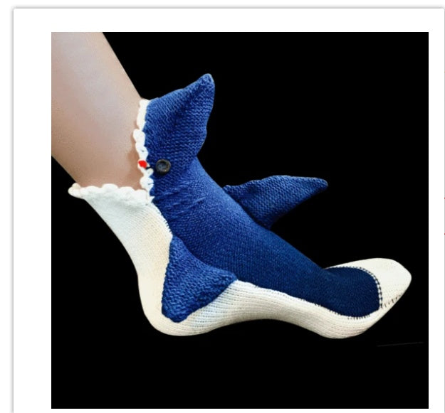 Shark Bite Wool Knitted Indoor Slippers Socks