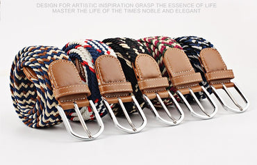 Women's Canvas Student Casual Stretch Braided Needle Buckle Belt - Youthful Confidence