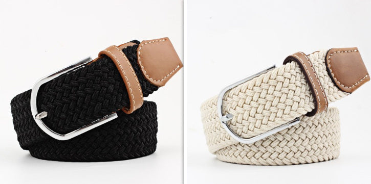 Women's Canvas Student Casual Stretch Braided Needle Buckle Belt - Youthful Confidence