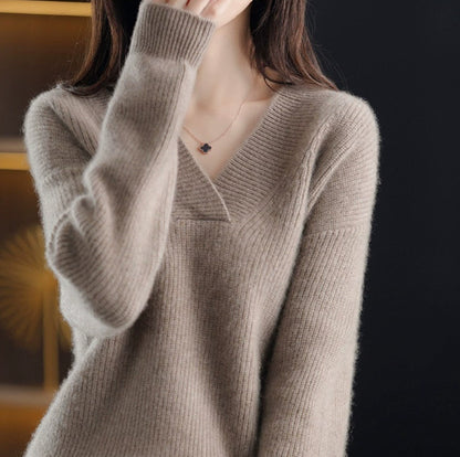 Solid Color Collar Sweater Women's Loose Slimming