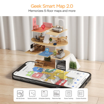 Geek Smart L7 Robot Vacuum Cleaner And Mop, LDS Navigation, Wi-Fi Connected APP, Selective Room Cleaning,MAX 2700 PA Suction, Ideal For Pets And Larger Home Banned