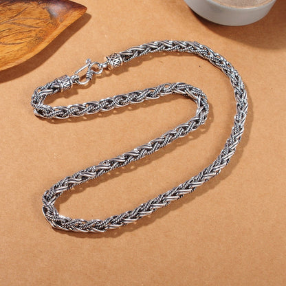 S925 Sterling Silver Handmade Hemp Rope Necklace For Men