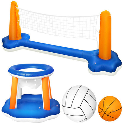 Vattenvolleybollställ, uppblåsbar basket, pool, strandvattenspel, vattenflotboll