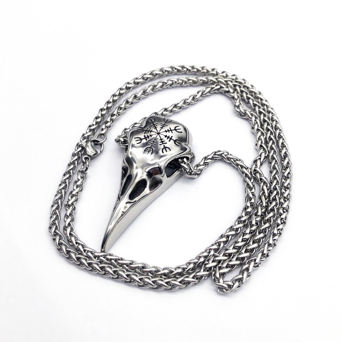 Collier avec pendentif en forme de crâne et de bec d'aigle, symbole Viking Vintage à la mode pour hommes