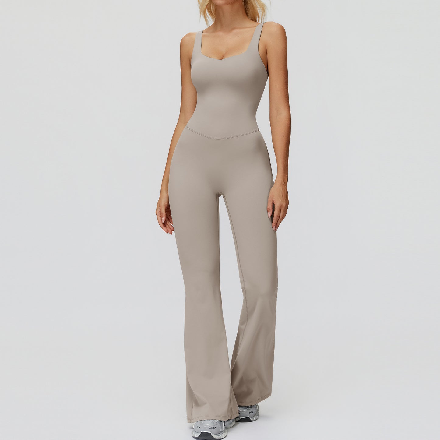 Cross Back Micro-pull Wide-leg Jumpsuit Running Sports Workout Clothes For Women