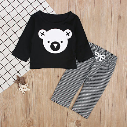 Koala Top Striped Pants Two Piece Kids Set