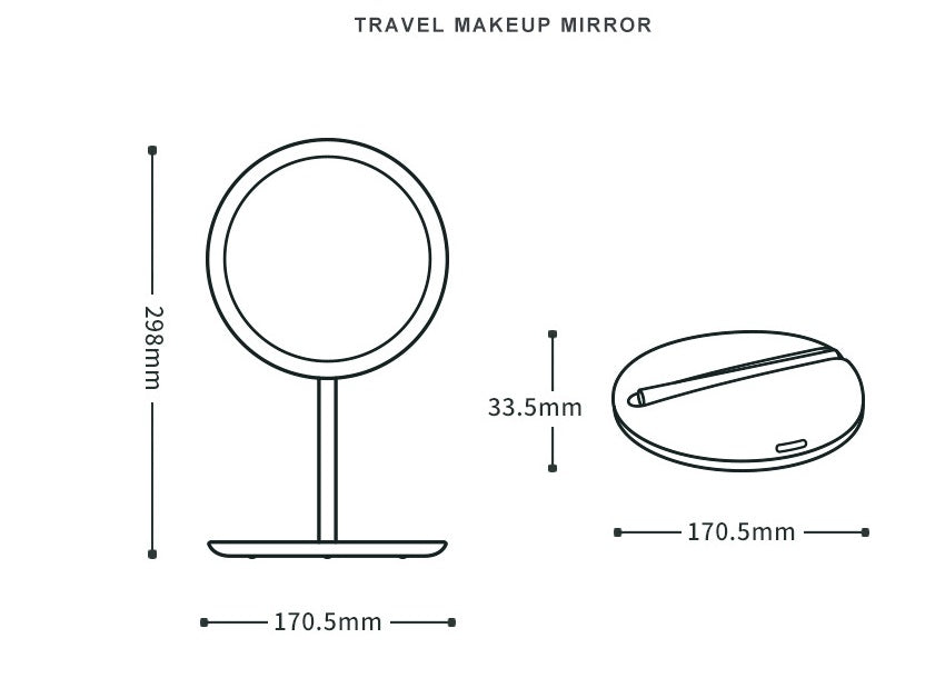 Miroir de maquillage pliable à LED