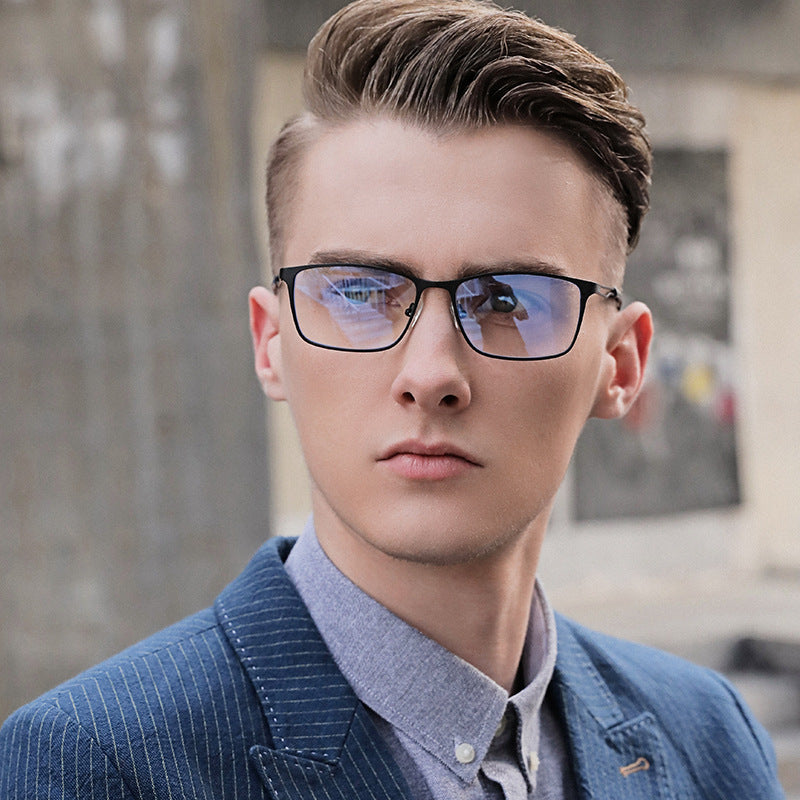 Fashion Glasses Frame Male Metal Anti-Blue Glasses Half Frame Glasses Frame