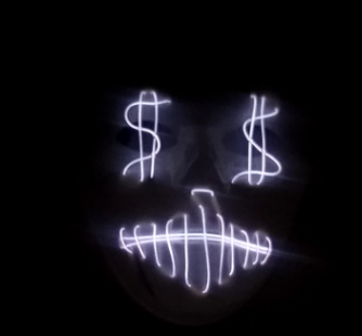 Masque de fête LED en dollars américains