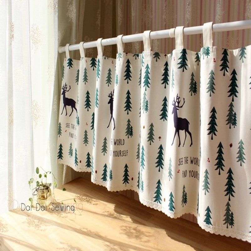 Kitchen fabric short curtains