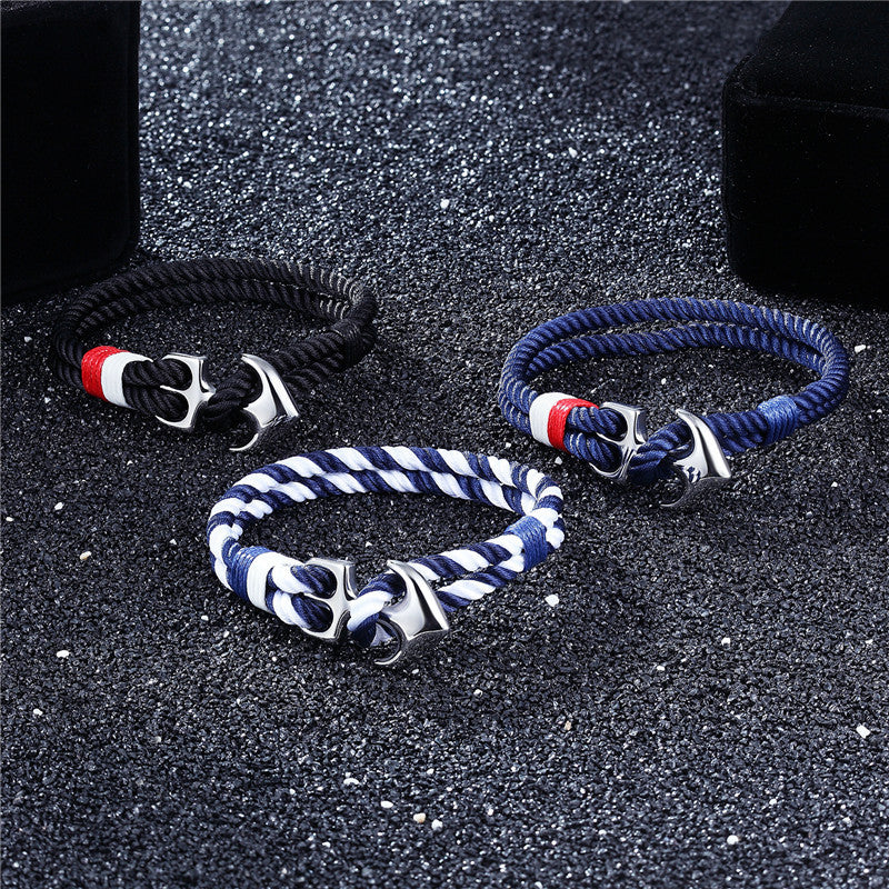 Högkvalitativa ankararmband Herr Charm Nautisk Överlevnadsrep Kedja Paracord Armband Manlig Wrap Metall Sport Krokar 