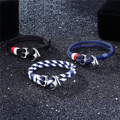Högkvalitativa ankararmband Herr Charm Nautisk Överlevnadsrep Kedja Paracord Armband Manlig Wrap Metall Sport Krokar 