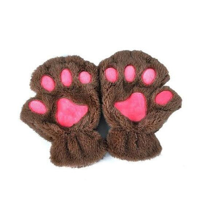 Vinter ljuvlig halv cover Paw Bear Cat Claw handskar Kort finger