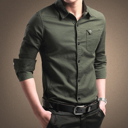 Spring Men's Shirts, Long Sleeves, Pure Cotton, Oxford Spun Shirts, Young Men's Business, Inch Inch Shirts, Korean Style