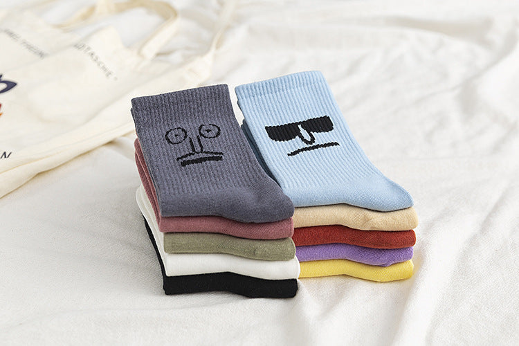 Funny expression jacquard socks