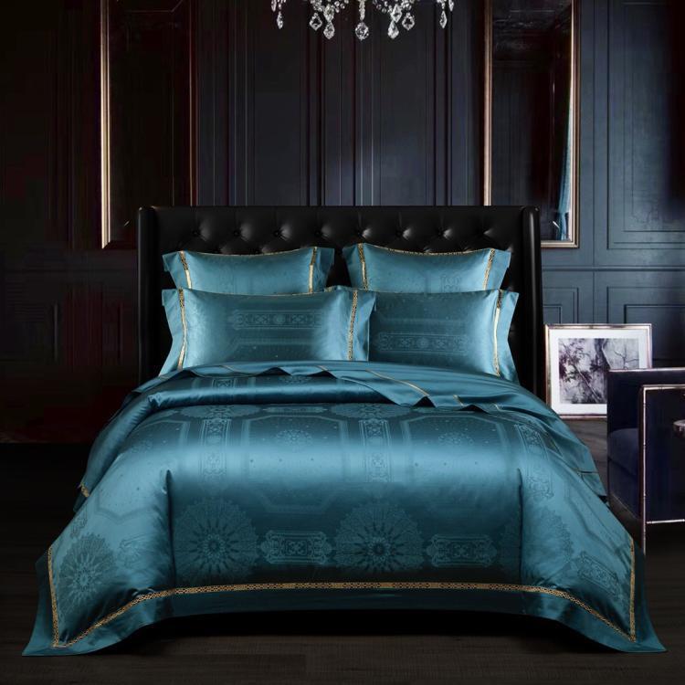Europeisk jacquard-sängkläder i satin med fyra delar