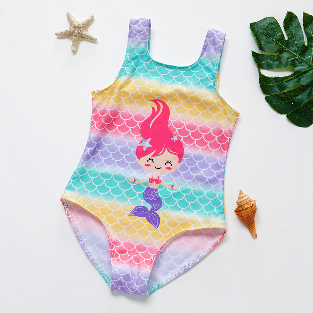 Fashion cute mermaid girls one-piece swimsuit suit