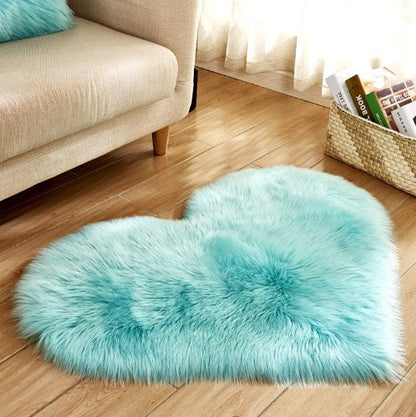 Pure Color Heart-Shaped Woolen Carpet Floor Mat Mattress Blanket Sofa Cushion Plush Living Room Tea Table Sofa Bedroom Carpet