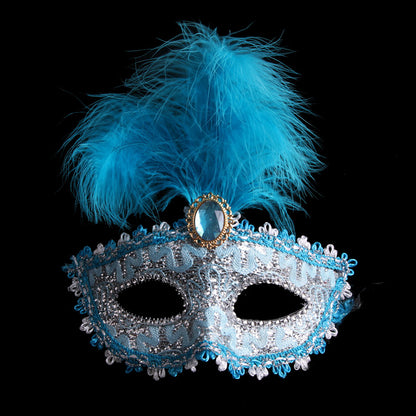 Masque de plumes en cuir, masque de fête de bal