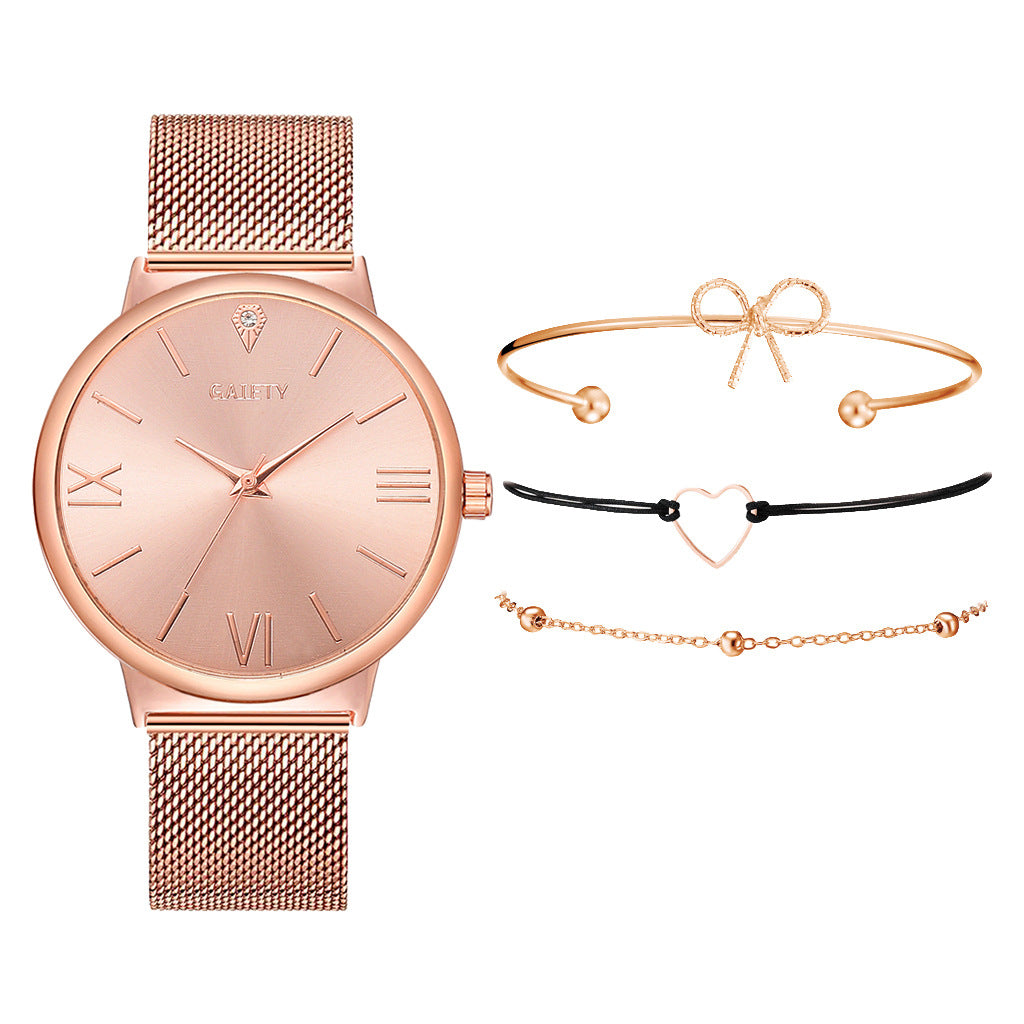 GAIETY Fashion Brand 4pcs/Set Dress Women Rose Gold Watches Luxury Ladies Wrist Watch Female Quartz Clock Bracelet reloj mujer