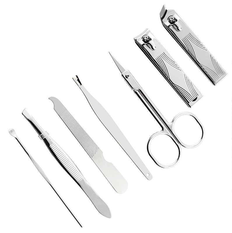 Checked pattern personal care 7-piece nail clippers