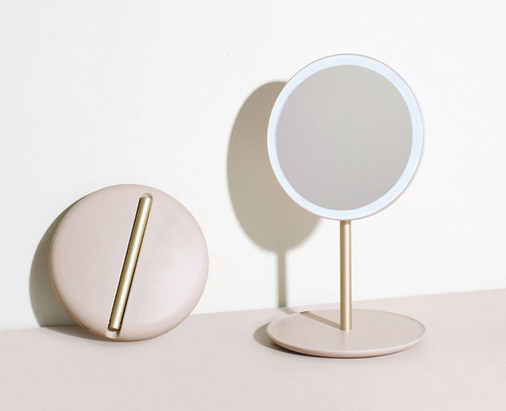 Miroir de maquillage pliable à LED