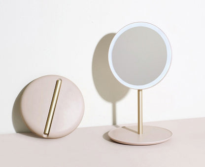 Miroir de maquillage pliable à LED