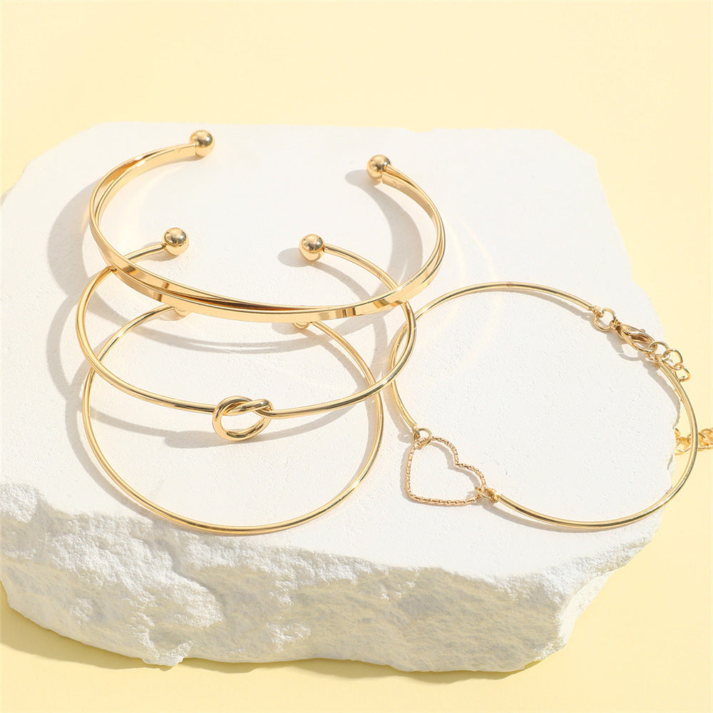 Vintage Guld Kristall Hjärta Bokstav Kärlek Armband För Kvinnor Mode Flerskiktade Geometriska Charm Armband Smycken Presenter