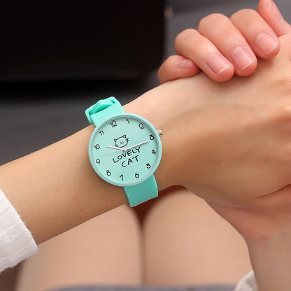 Montre à Quartz en Silicone pour enfants, montre-bracelet couleur bonbon, pour étudiantes, horloge pour filles, mode chat, montre-bracelet pour dames 