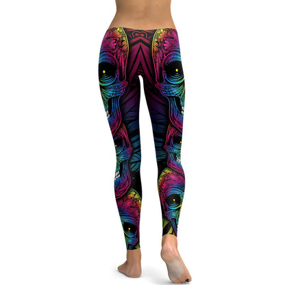 C it all Rainbow Skull Leggings - High Waist Plus Size Workout Pants