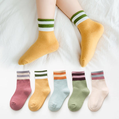 Embroidered striped baby socks cute animal baby cotton socks