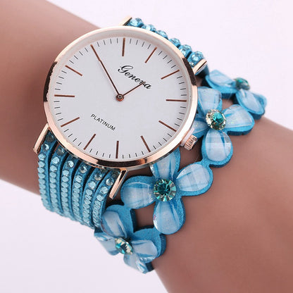 Mode genève fleurs montres femmes robe élégante Quartz Bracelet dames montre cristal diamant montre-Bracelet cadeau Reloj Mujer