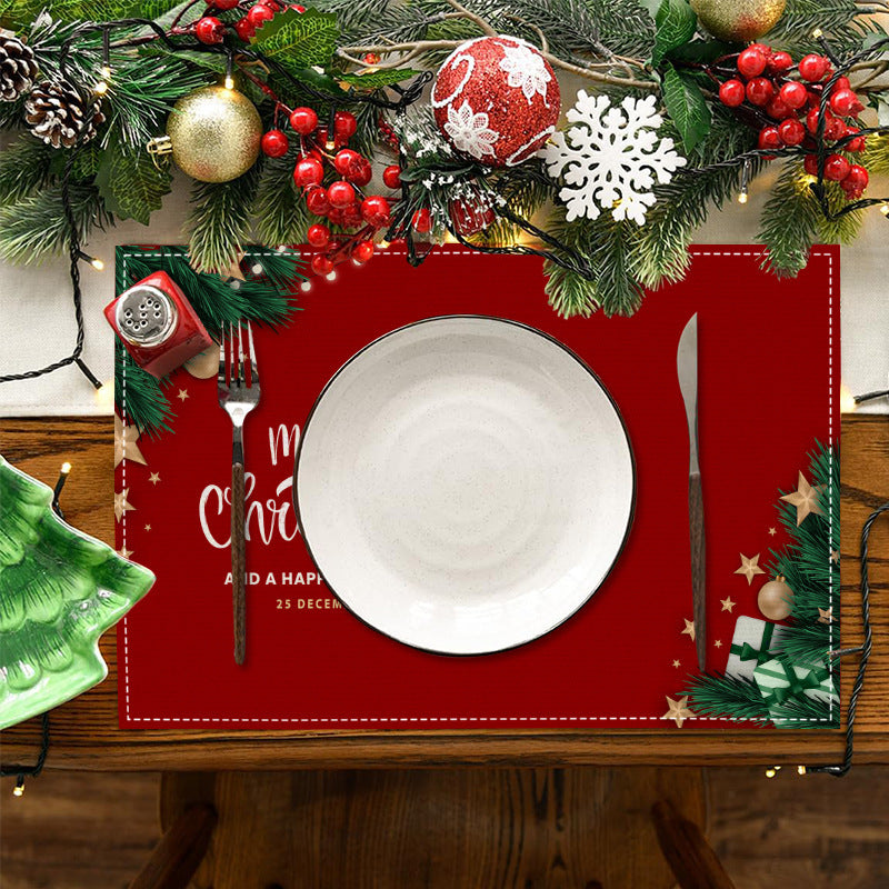 Christmas Linen Placemat Holiday Blessing Letters