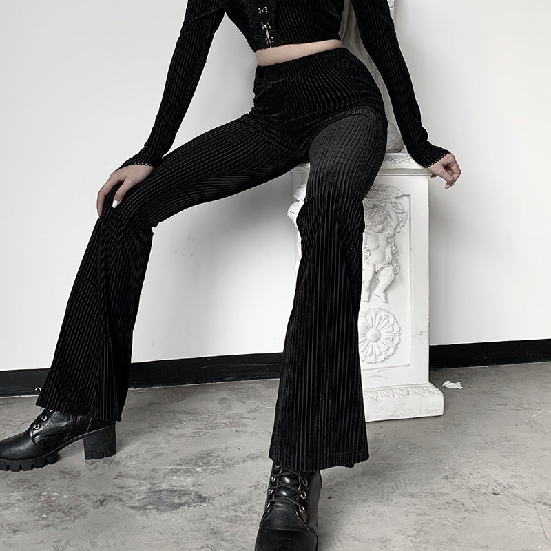 Suede pitted casual girl wide-leg pants