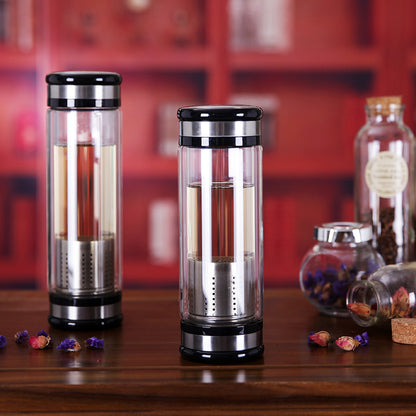 teflaska flaska vattenflaska infuser med filter rostfritt stål te infuser filter dubbel vägg sport vatten tumbler