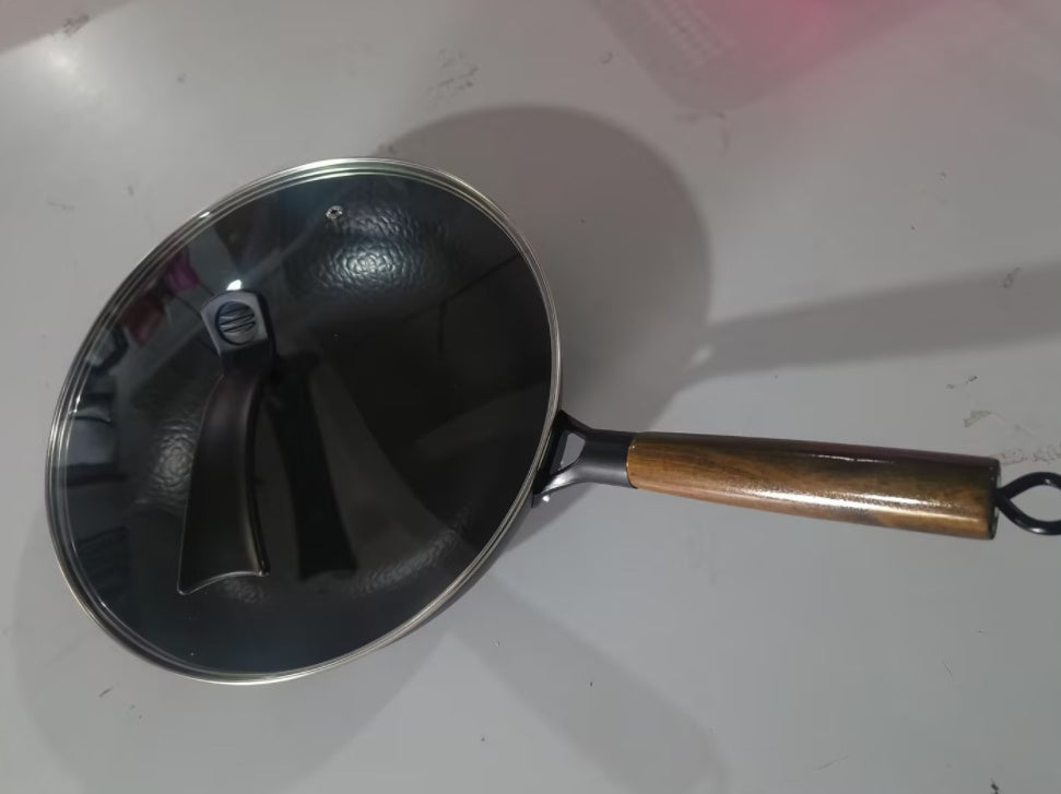 Iron Pan Traditionell Iron Wok Handgjord