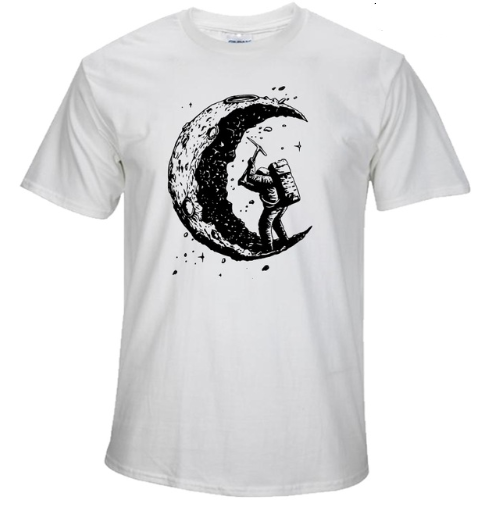 Digging The Moon Print Casual Herr O-ringade T-shirts Mode Herrtröjor Herr T-shirt Kortärmad Herr T-shirt 