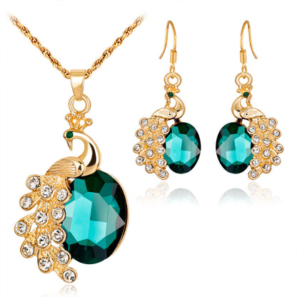 Peacock Rhinestone Two Piece Necklace - Elegant & Stylish