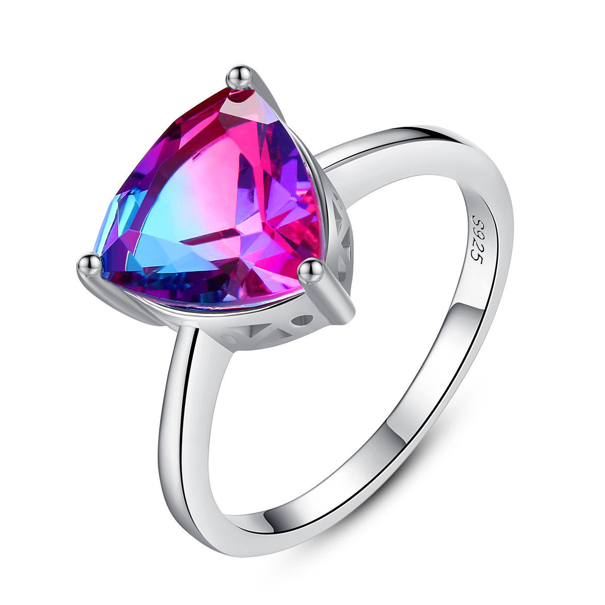 S925 Sterling Silver Ring Rainbow Stone Smycken Ring