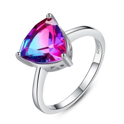 S925 Sterling Silver Ring Rainbow Stone Smycken Ring