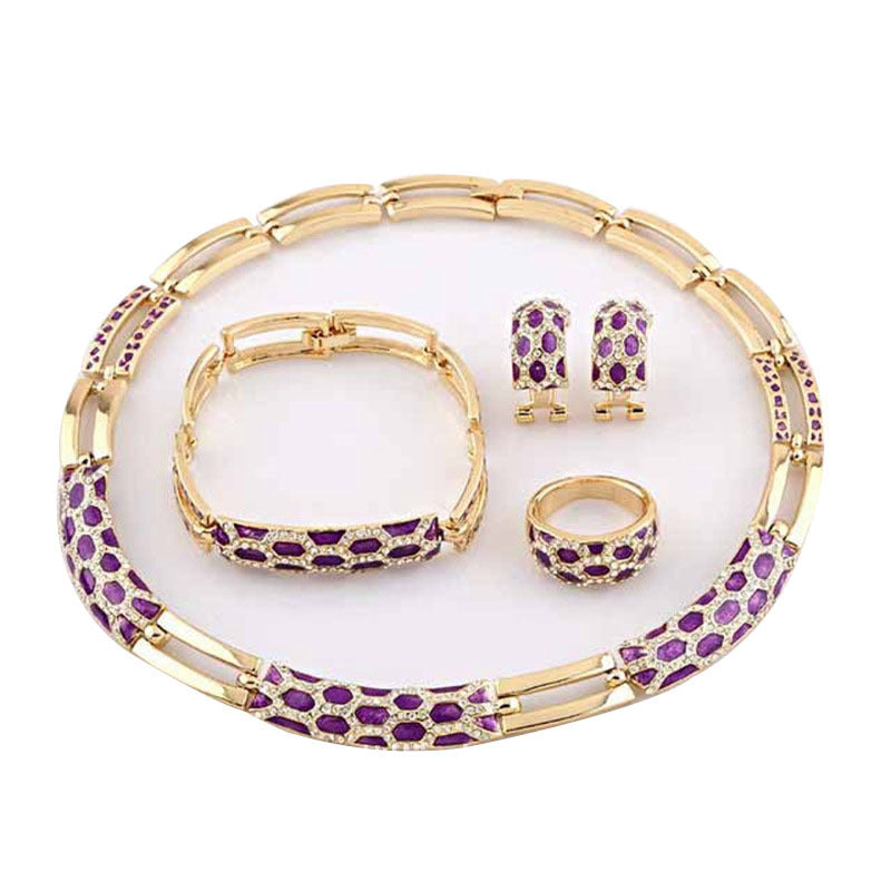 New Korean Style Diamond Earring Necklace Set - Elegant Design