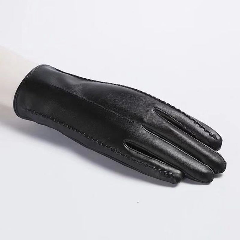 Lined warm PU leather gloves