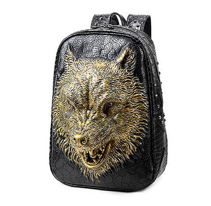 Sac à dos étudiant tête de loup 3D, édition coréenne, sacs à bandoulière pour hommes et femmes