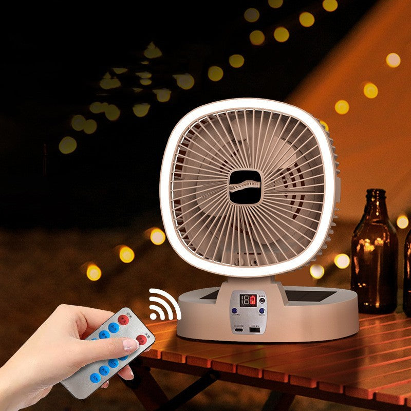 Fan Comes With Desk Lamp Outdoor Portable Charging Folding Fan