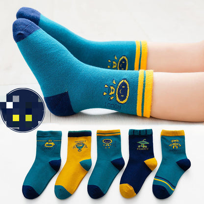 Chaussettes en coton pour enfants, Tube moyen, chaussettes épaisses pour bébé dinosaure