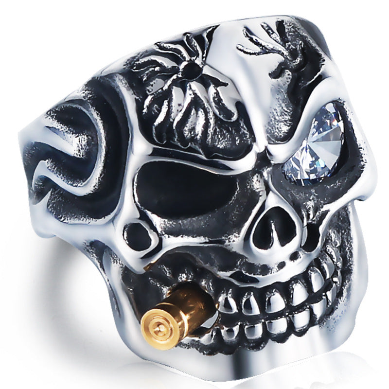 Bague en acier tête de mort, bijoux Punk personnalisés pour hommes 