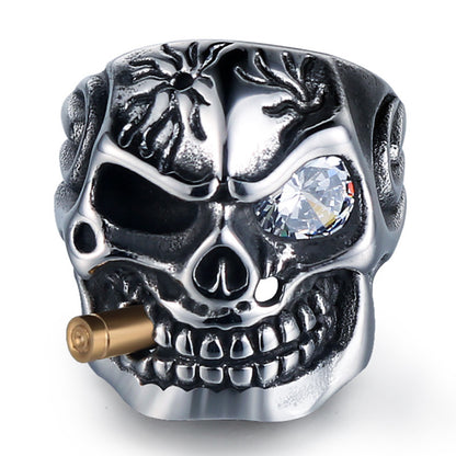 Bague en acier tête de mort, bijoux Punk personnalisés pour hommes 