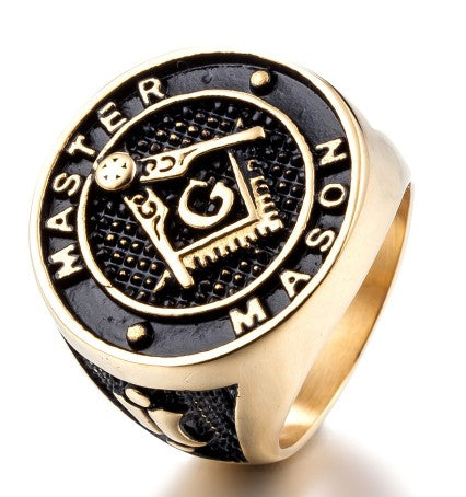 Fashion Mens Jewelry Rings Real 316L Stainless Steel Rings For Men,gold Body Masonic Ring