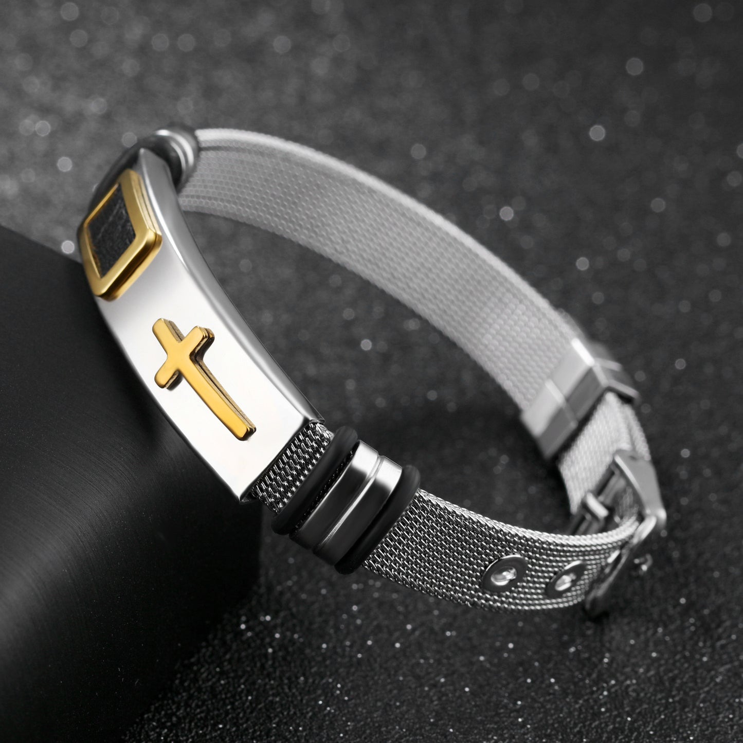 Steel mesh bracelet bracelet Bracelet gold cross titanium steel men's personality bracelet