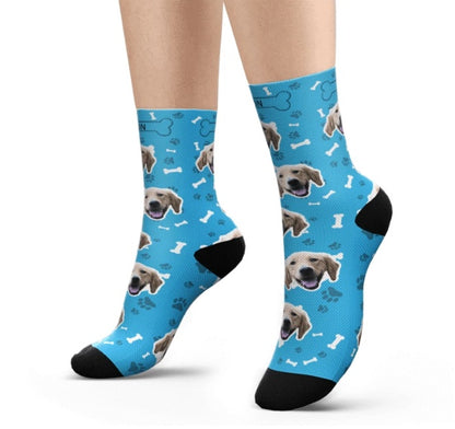 Personaliserad Custom Pet Head Print Socks för hundkat älskare